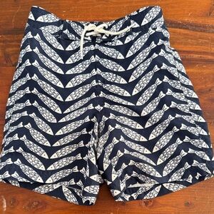 Baby Janie and Jack Navy Fish-Print Swim Trunks